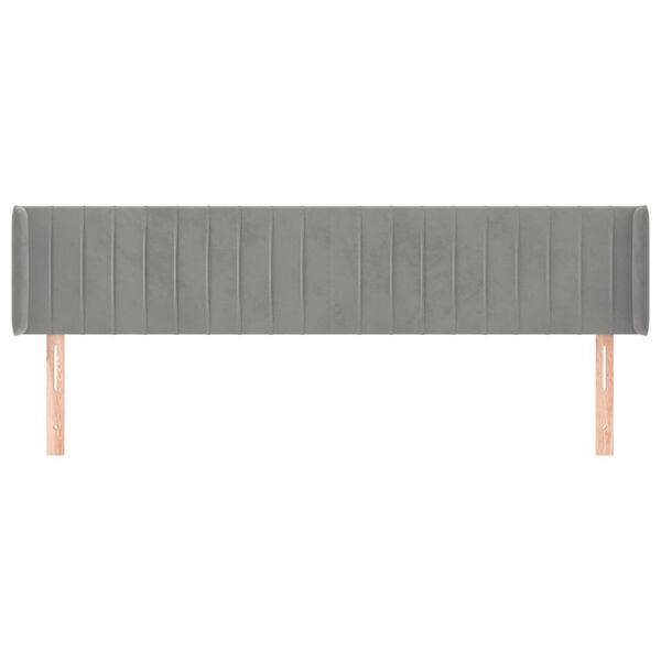 vidaXL Kopfteil mit Ohren Hellgrau 163x16x78/88 cm Samt