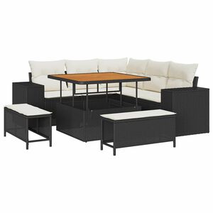 vidaXL Gartensofa-set mit Kissen 8 pcs Schwarz und Creme Poly-Rattan
