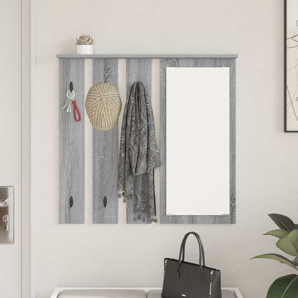 vidaXL Wandmontierter Kleiderst&auml;nder Grau Sonoma 84 x 10 x 80 cm