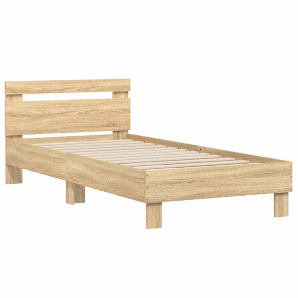vidaXL Bettgestell ohne Matratze mit Kopfteil Sonoma-Eiche 75x190 cm