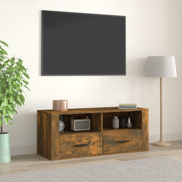 vidaXL TV-Schrank Räuchereiche 100x35x40 cm Holzwerkstoff