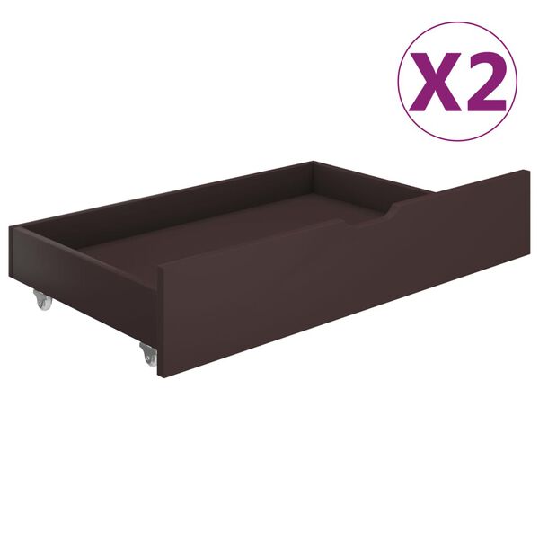 vidaXL Bettkasten 2 Stk. Dunkelbraun Kiefer Massivholz