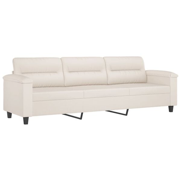 vidaXL 3-Sitzer-Sofa mit Kissen Beige 210 cm Mikrofasergewebe