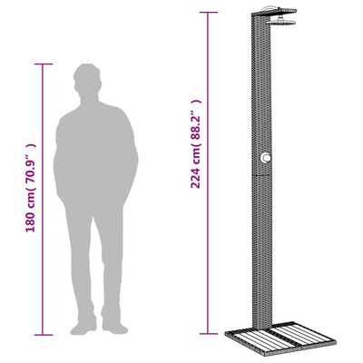 vidaXL Gartendusche Grau 50x55x224 cm Poly Rattan und Akazienholz