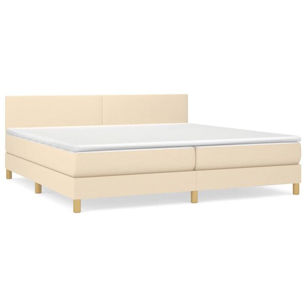 vidaXL Boxspringbett mit Matratze Creme 200x200 cm Stoff