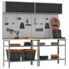 vidaXL Werkbank-Set 8 pcs Schwarz und Grau Pulverbeschichteter Stahl