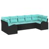 vidaXL Gartensofa-set mit Kissen 7 pcs Schwarz und T&uuml;rkis Poly-Rattan