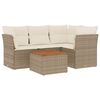 vidaXL 5-tlg. Garten-Sofagarnitur mit Kissen Beige Poly Rattan