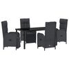 vidaXL Garten Essgruppe mit Kissen 5 pcs Schwarz Poly-Rattan