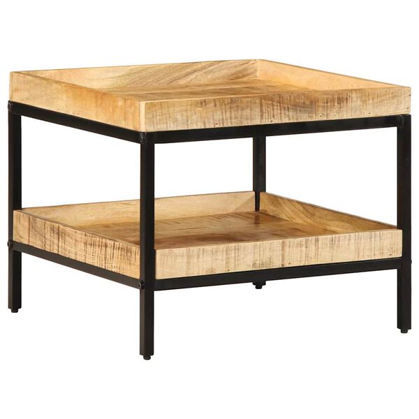 vidaXL Beistelltisch mit Regal Braun 55 x 55 x 45 cm Massivholz Mango