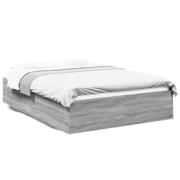 vidaXL Bettgestell Grau Sonoma 140x200 cm Holzwerkstoff