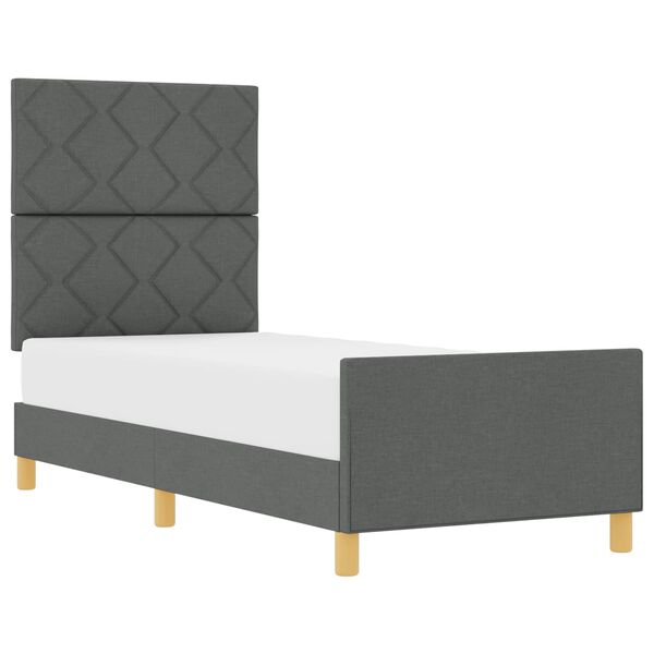 vidaXL Bettgestell mit Kopfteil Dunkelgrau 80 x 200 cm Stoff