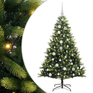 vidaXL K&uuml;nstlicher geflammter Weihnachtsbaum 150 LEDs Gr&uuml;n 120 cm