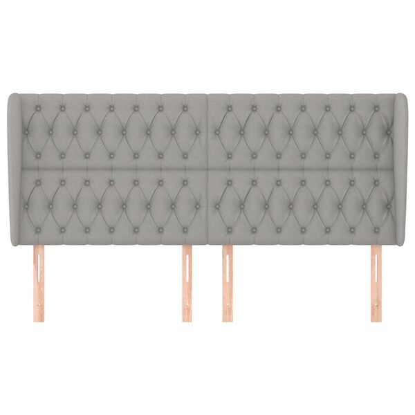 vidaXL Kopfteil mit Ohren Hellgrau 203x23x118/128 cm Stoff