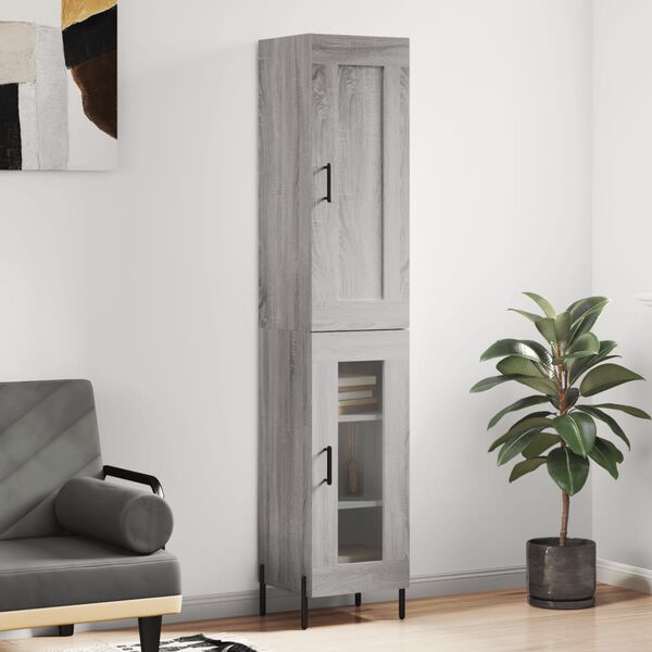 vidaXL Highboard Grau Sonoma 34,5x34x180 cm Holzwerkstoff
