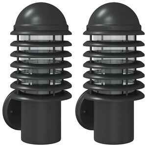 vidaXL Au&szlig;enwandleuchten 2 Stk. Schwarz Edelstahl