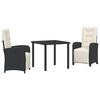 vidaXL Garten Essgruppe 3 Stk. Schwarz Poly-Rattan