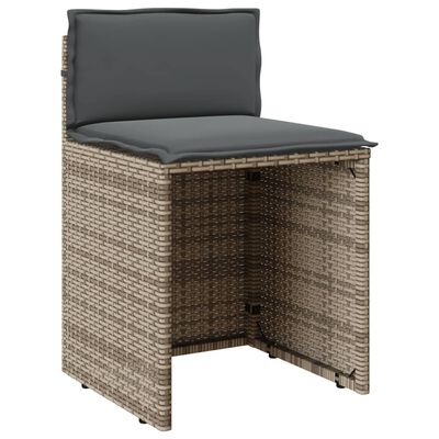 vidaXL 3-tlg. Bistro-Set mit Kissen Grau Poly Rattan