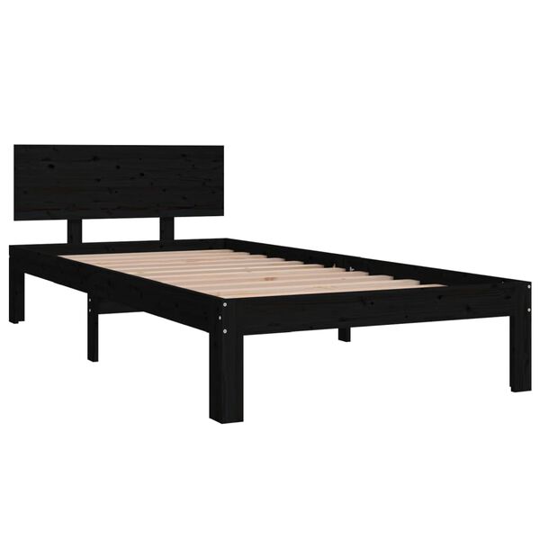 vidaXL Massivholzbett Schwarz Kiefer 90x200 cm