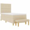 vidaXL Boxspringbett mit Matratze mit Kopfteil Creme 80 x 200 cm Stoff