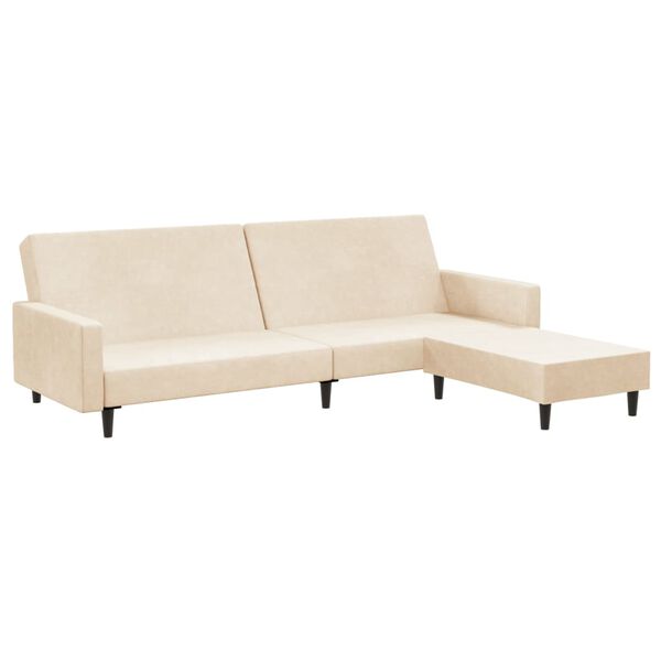 vidaXL Schlafsofa 2-Sitzer mit Fu&szlig;hocker Creme Samt