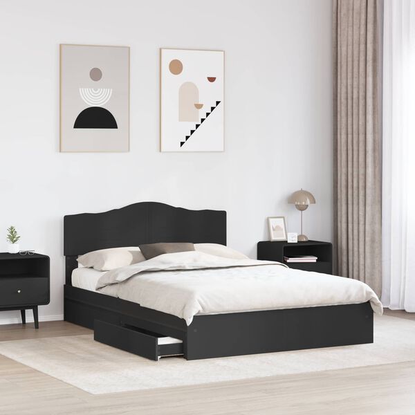 vidaXL Aufbewahrungsbett Schwarz 150 x 200 cm Holzwerkstoff