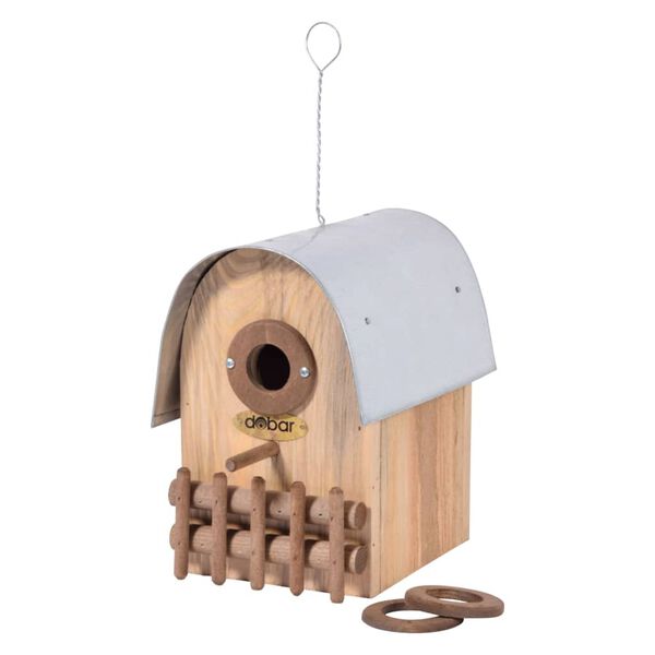dobar Vogelnistkasten Amber mit Zink-Runddach Natur und Silbern