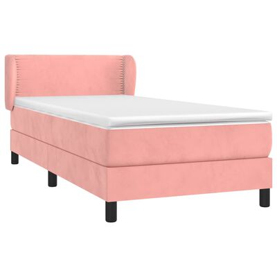 vidaXL Boxspringbett mit Matratze Rosa 100x200 cm Samt