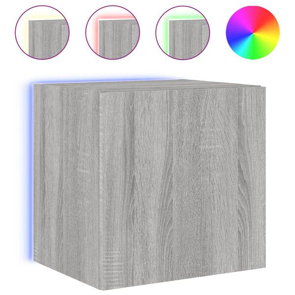 vidaXL TV-Wandschrank mit LED-Leuchten Grau Sonoma 40,5x35x40 cm