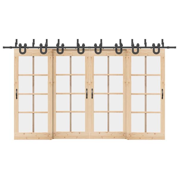 vidaXL Schiebet&uuml;rbeschlag-Set 400 cm Stahl Schwarz