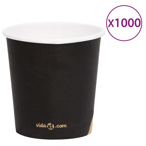 vidaXL Pappbecher 120 ml 1000 Stk. Schwarz