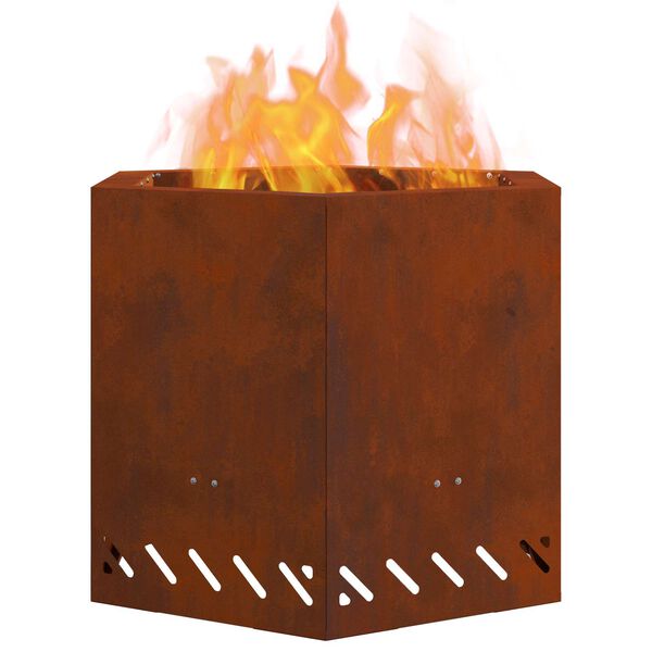 vidaXL Rauchfreier Feuerkorb Braun 58 x 58 x 51 cm Wetterfeststahl