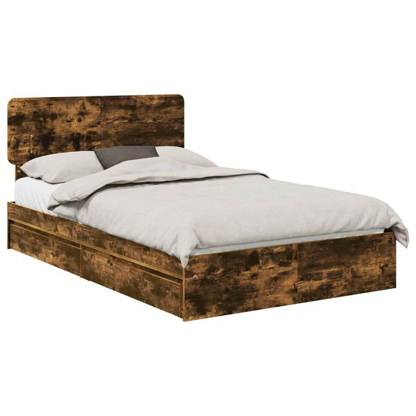 vidaXL Aufbewahrungsbett Ger&auml;ucherte Eiche 120 x 190 cm Holzwerkstoff