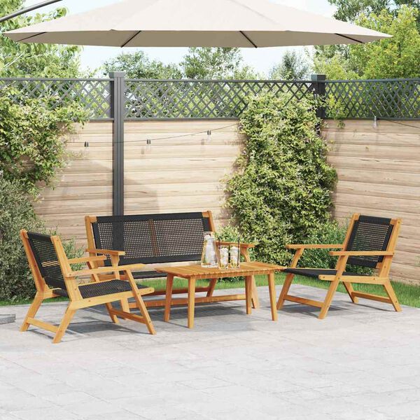 vidaXL Gartenst&uuml;hle mit Tisch 4 pcs Schwarz 90 x 45 x 40 cm