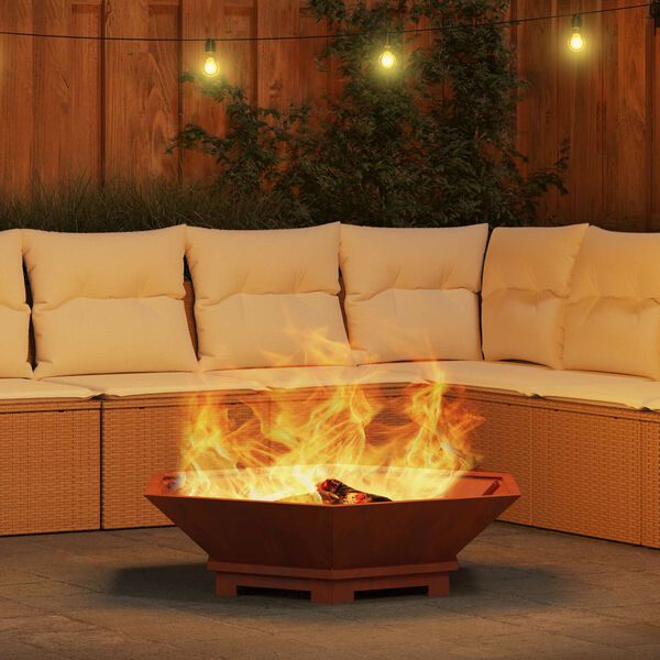 vidaXL Feuerstelle Braun 100 x 100 x 28 cm Wetterfeststahl