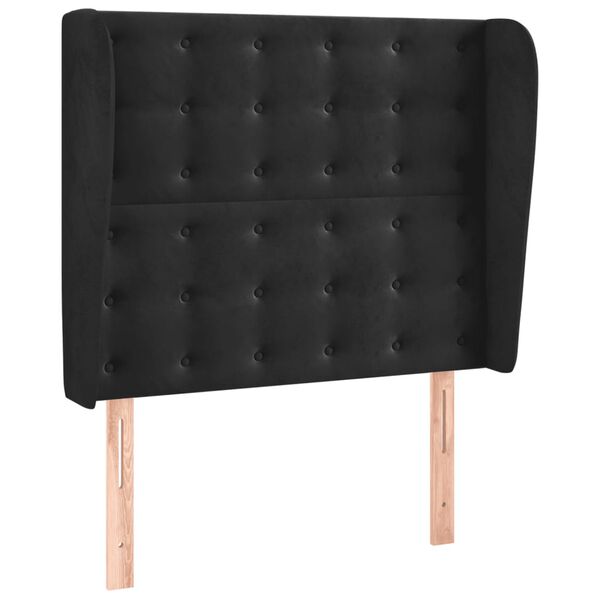 vidaXL Kopfteil mit Ohren Schwarz 103x23x118/128 cm Samt