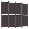 vidaXL 4-tlg. Paravent Braun 200x180 cm Stoff