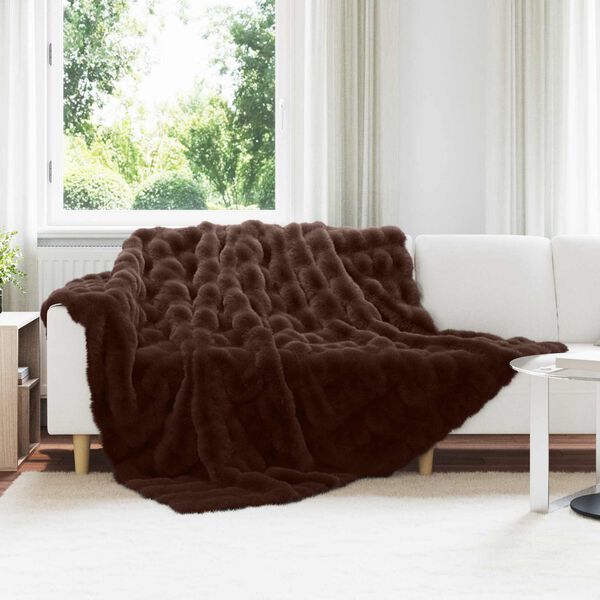 vidaXL Kunstfell Kaninchenfell Decke Kamel 240 x 270 cm Polyester