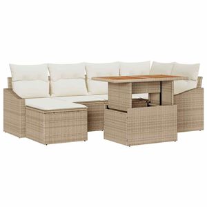 vidaXL Gartensofa-set 7 stk. Beige und Creme