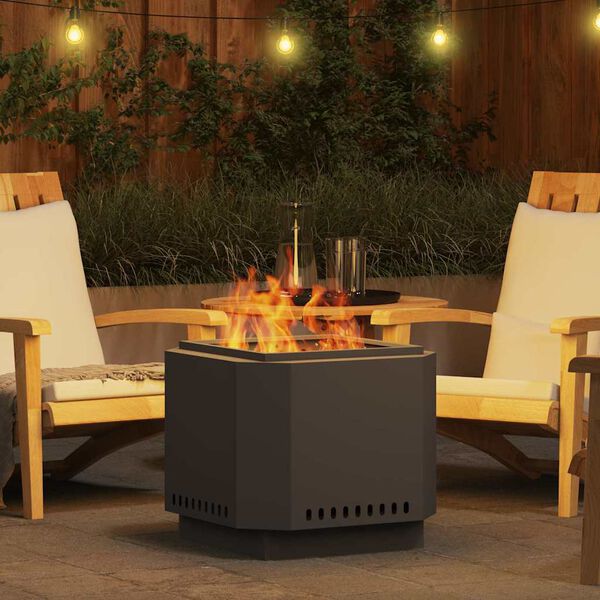 vidaXL Rauchfreier Feuerkorb Schwarz 58 x 58 x 51 cm