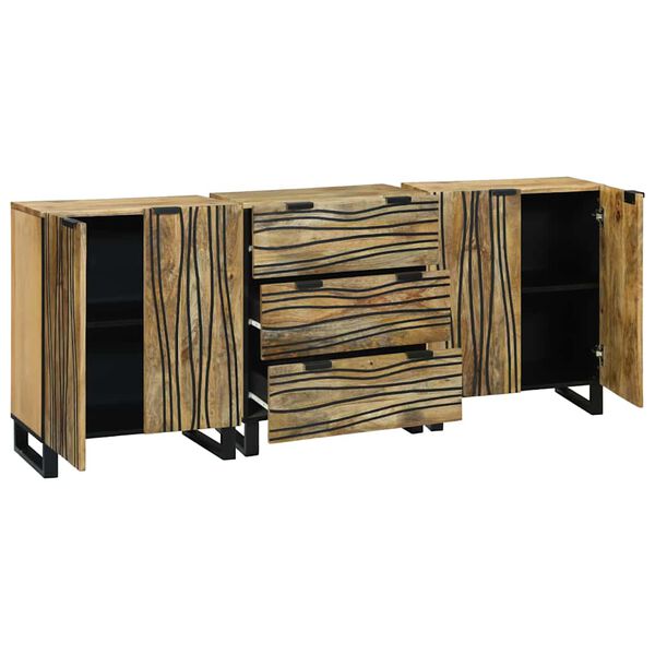 vidaXL Badezimmerm&ouml;bel-Set mit Schubladen 3 pcs Braun Holzwerkstoff
