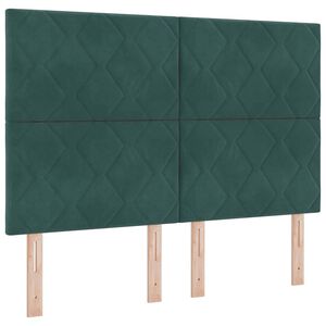 vidaXL LED Boxspringbett mit Matratze Dunkelgr&uuml;n 140 x 200 cm Stoff