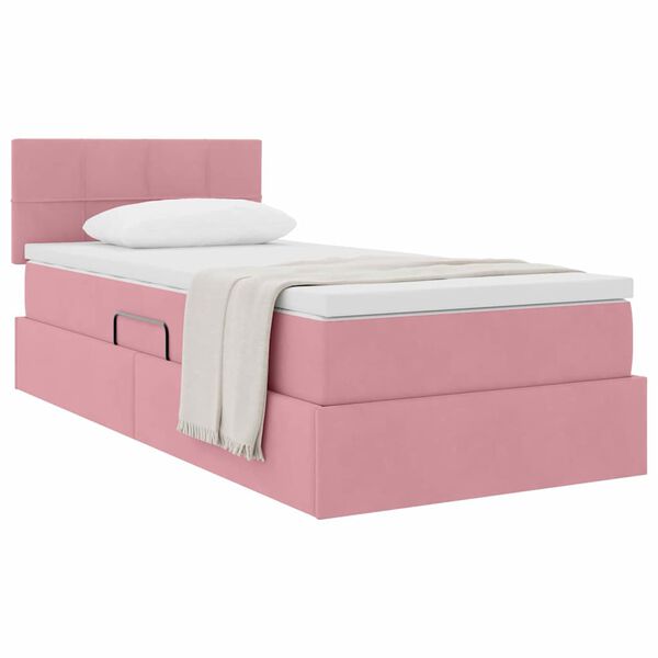 vidaXL Aufbewahrungsbett mit Matratze Rosa 100 x 200 cm Samt
