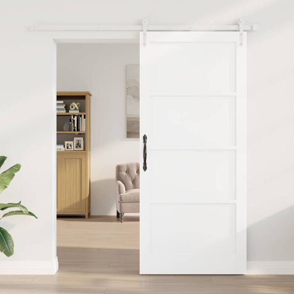vidaXL Schiebet&uuml;r ORKDAL Wei&szlig; 93 x 211 cm Massives Kiefernholz
