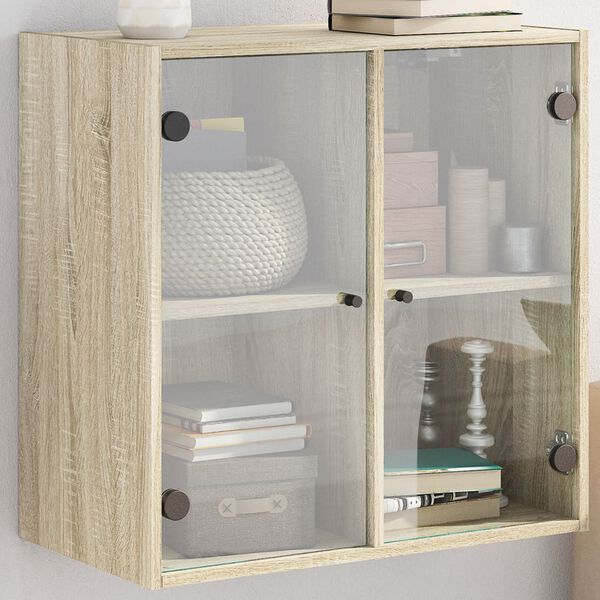 vidaXL Wandschrank mit Glast&uuml;ren Sonoma-Eiche 68x37x68,5 cm