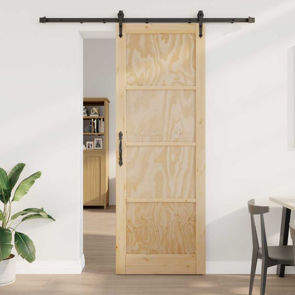 vidaXL Schiebet&uuml;r ORKDAL Nat&uuml;rlich und Schwarz 83 x 232 cm