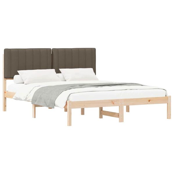 vidaXL Bettgestell mit gepolstertem Kopfteil Taupe 150 x 200 cm
