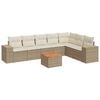 vidaXL 8-tlg. Garten-Sofagarnitur mit Kissen Beige Poly Rattan