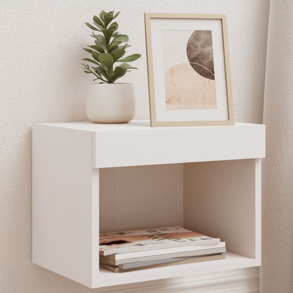 vidaXL Wand-Nachttische mit LED-Leuchten 2 Stk. Wei&szlig;
