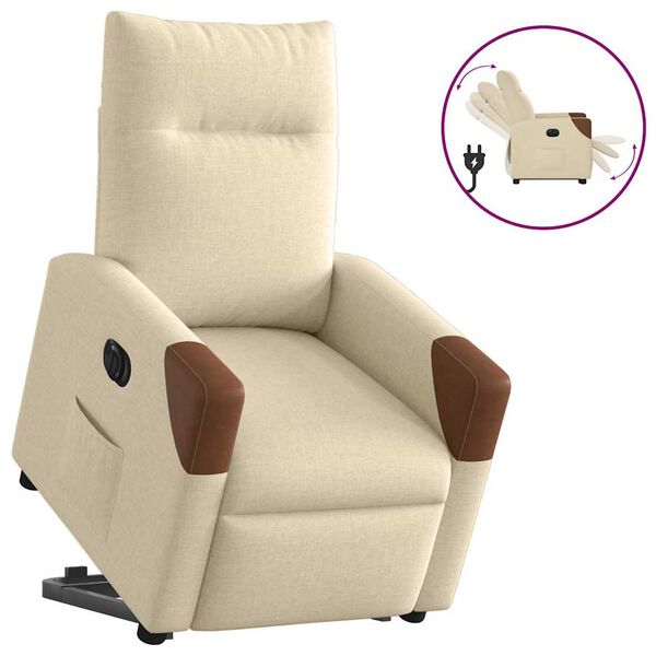 vidaXL Relaxsessel mit Aufstehhilfe Elektrisch Creme Stoff